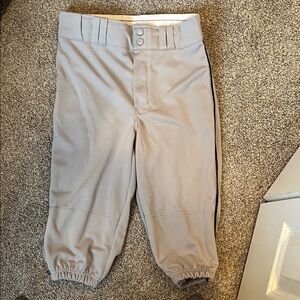 Youth Baseball Pants with Single Black Side Stripe - Light Gray